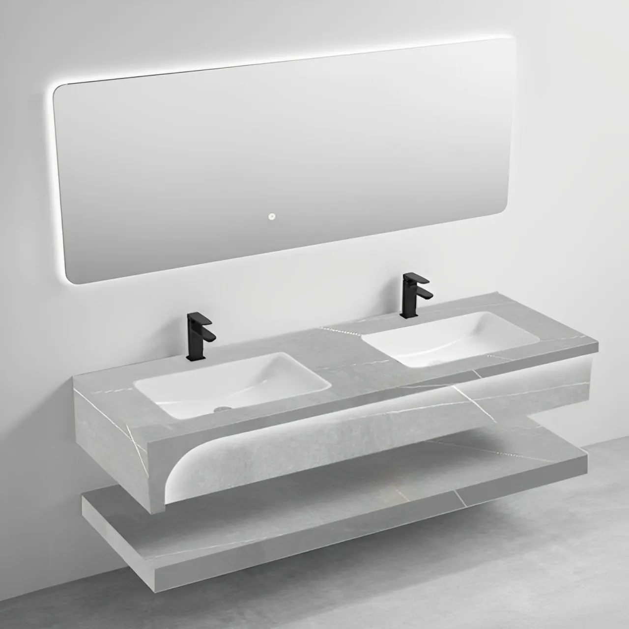 Double Layers Wall Mount Rock Slate Bathroom Vanity (Model T571005) — OTOL Sanitary Ware