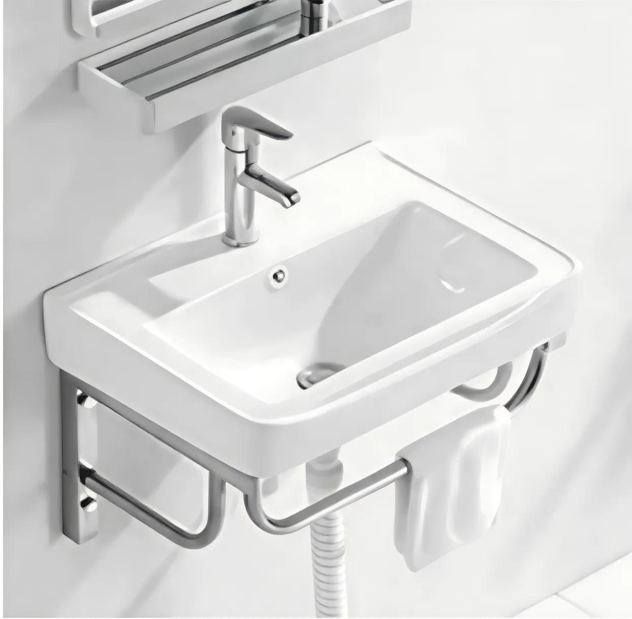 Bathroom Wall Mounted Ceramic Sink with Frame